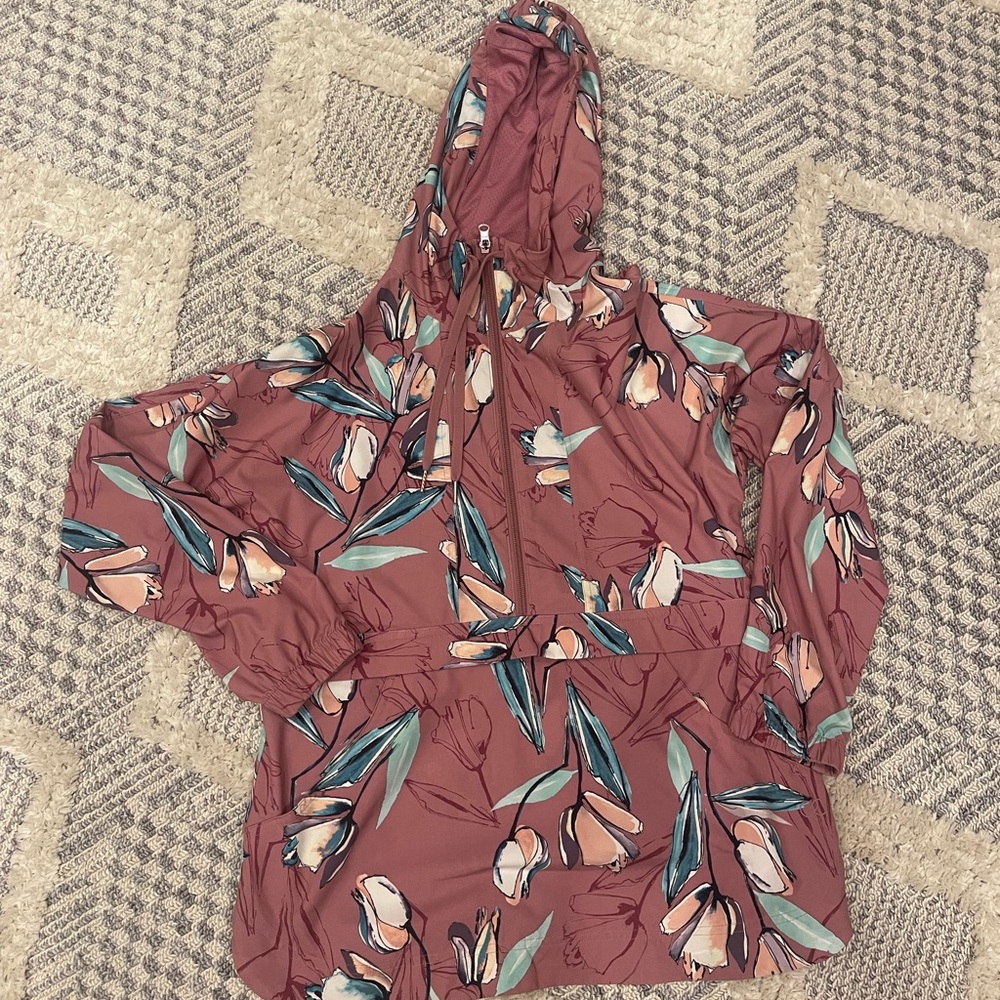 CALIA by Carrie Underwood Floral Purple Windbreaker Hooded Jacket XS
